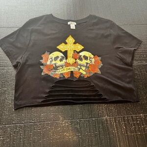 Black Graphic skull Crop Top